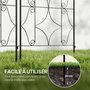Voir la diapositive 6 : OUTSUNNY Treillis de jardin effet fer forgé - lot de 2 supports pour plantes grimpantes - 50 x 180 cm - métal époxy noir