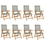 Voir la diapositive 2 : VIDAXL Chaises inclinables de jardin lot de 8 gris rotin bois massif