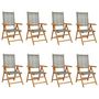 Voir la diapositive 2 : VIDAXL Chaises inclinables de jardin lot de 8 gris rotin bois massif