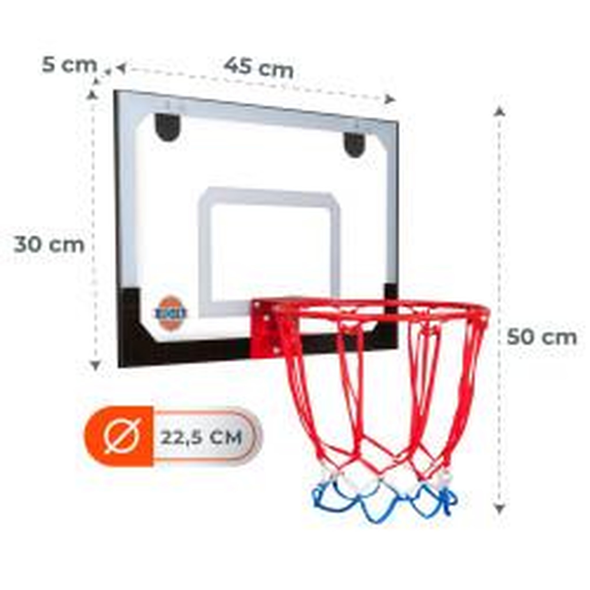 Voir la diapositive 2 : BUMBER Panier de Basket de porte AUSTIN à accrocher - 1 ballon et 1 pompe - Tout inclus