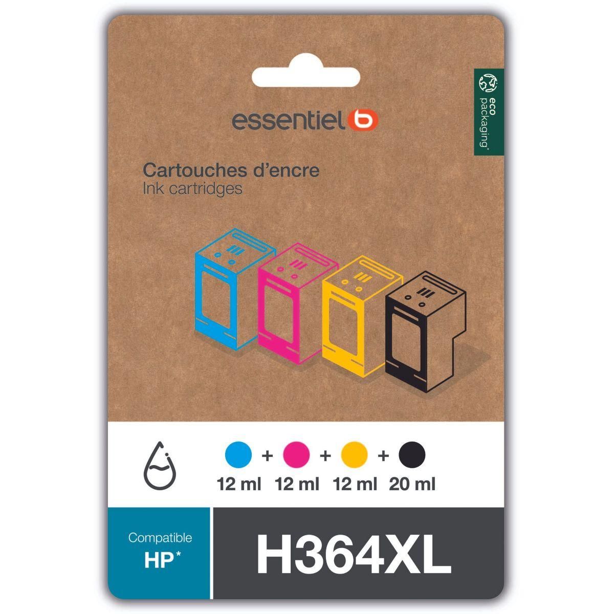 ESSENTIEL B Cartouche d'encre H364 XL Noir + 3 couleurs