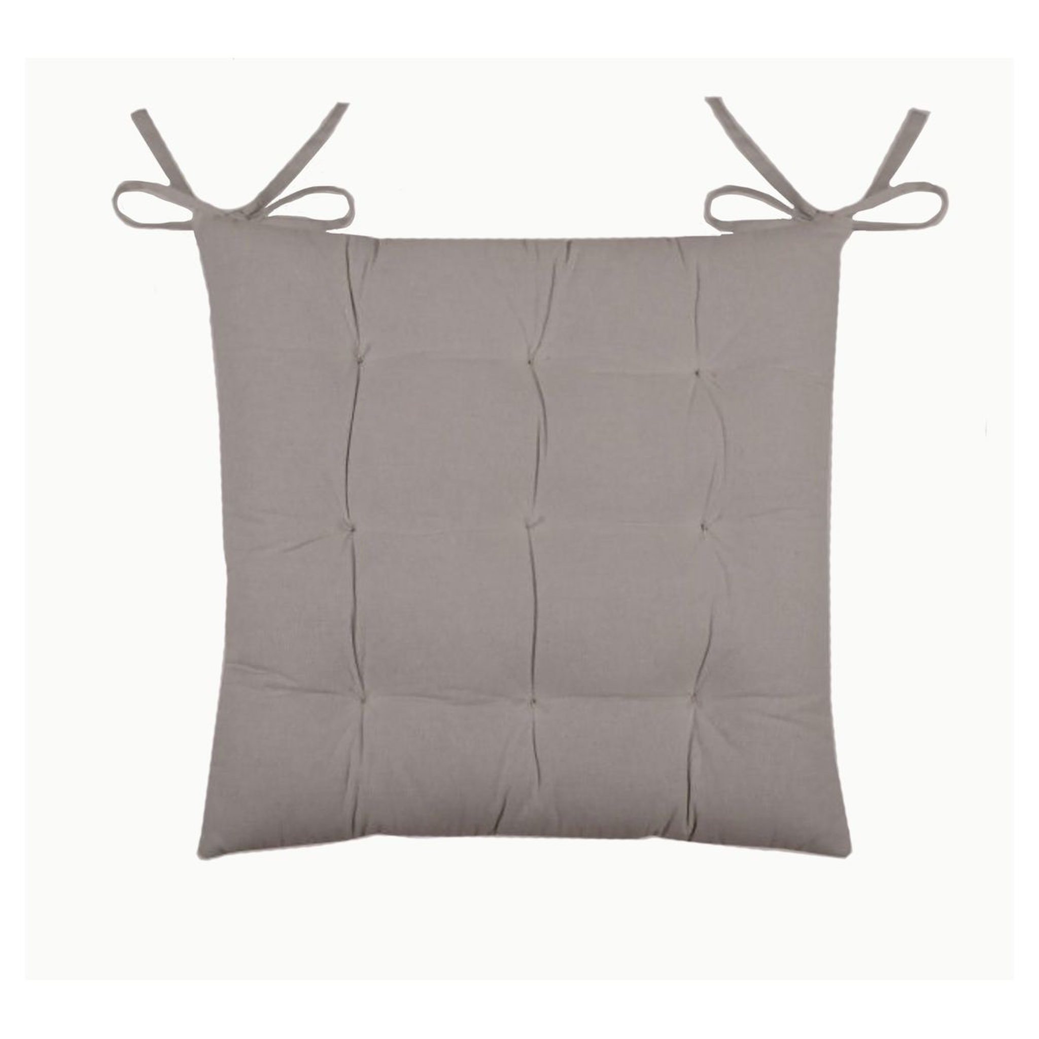 Galette de chaise matelassée unie en coton avec nouettes