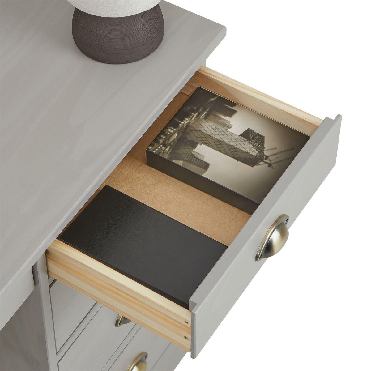 IDIMEX Bureau LANA avec 5 tiroirs en pin massif