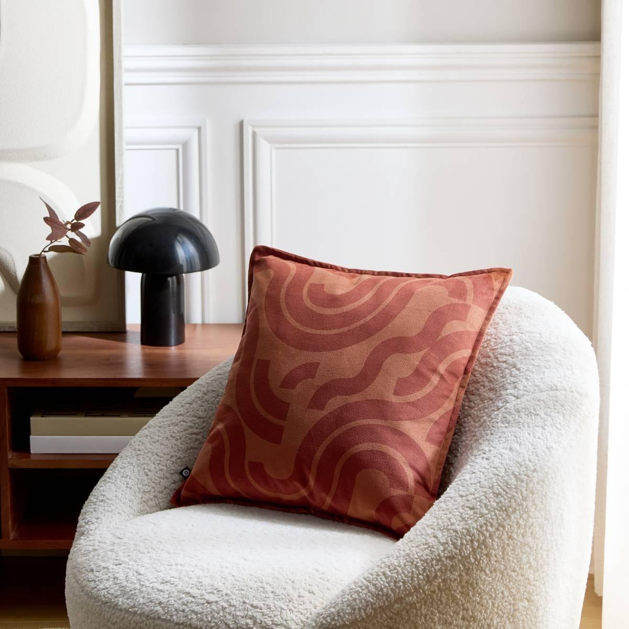 Voir la diapositive 6 : ATMOSPHERA Coussin Déco en Velours  Lilou  45x45cm Terracotta