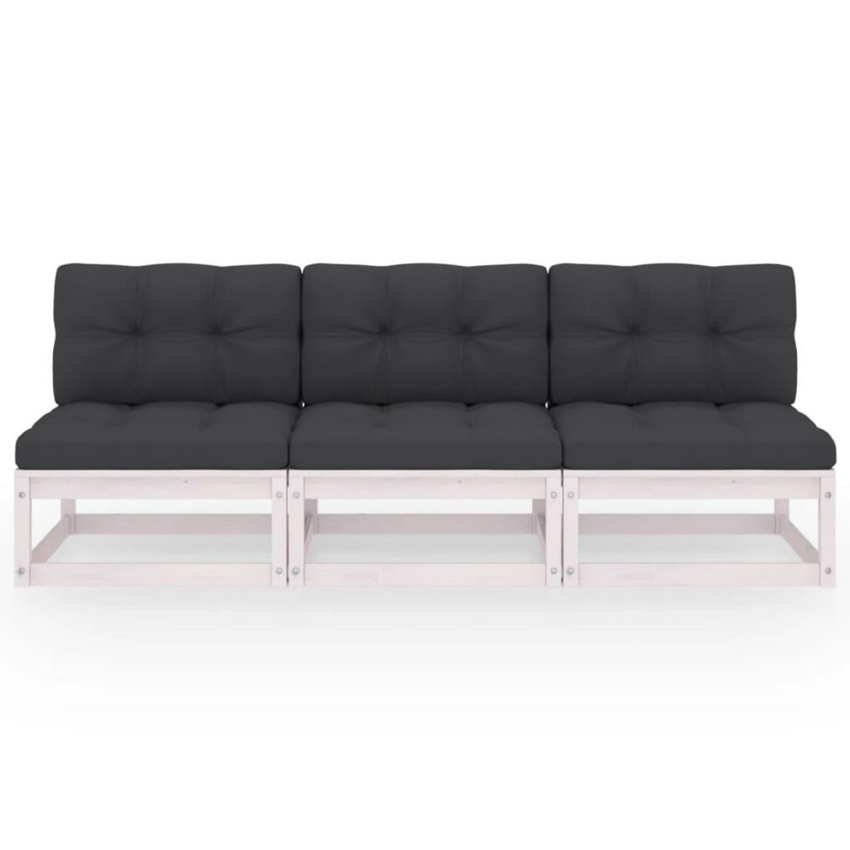 VIDAXL Canape 3 places avec coussins Bois de pin massif