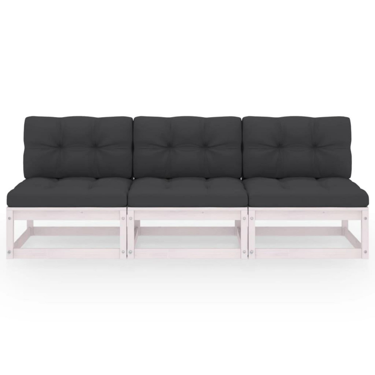 VIDAXL Canape 3 places avec coussins Bois de pin massif