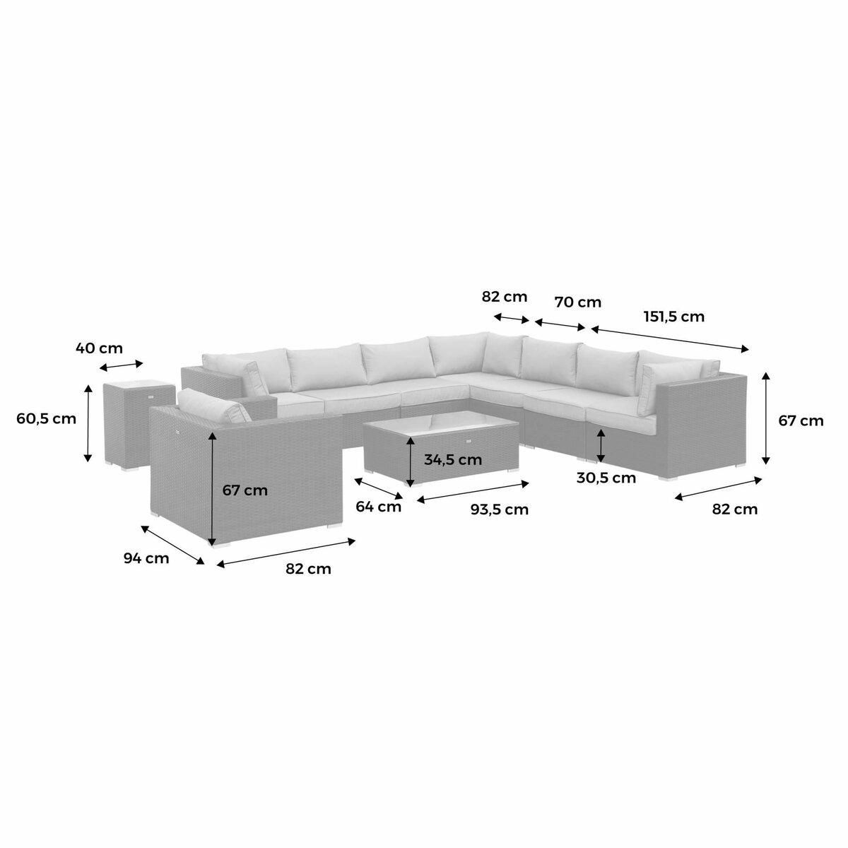 SWEEEK Salon de jardin en résine tressée - Venezia - , Coussins  - 8 à 10 places