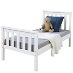 HomeStyle4U Lit simple en bois - blanc