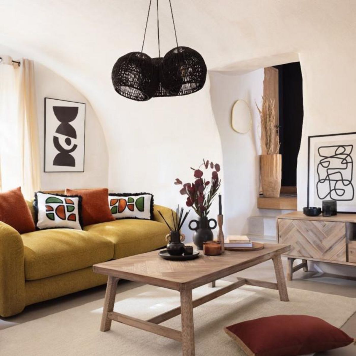 ATMOSPHERA Vase Déco avec Anses  Olme  22cm Noir