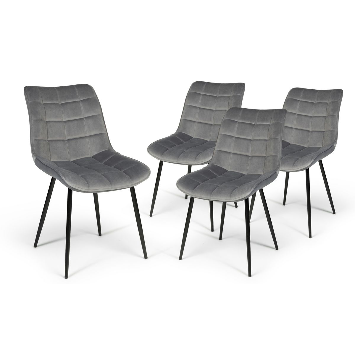Lot de 4 chaises velours pieds bois massif MELANIE