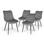 Voir la diapositive 2 : Lot de 4 chaises velours pieds bois massif MELANIE