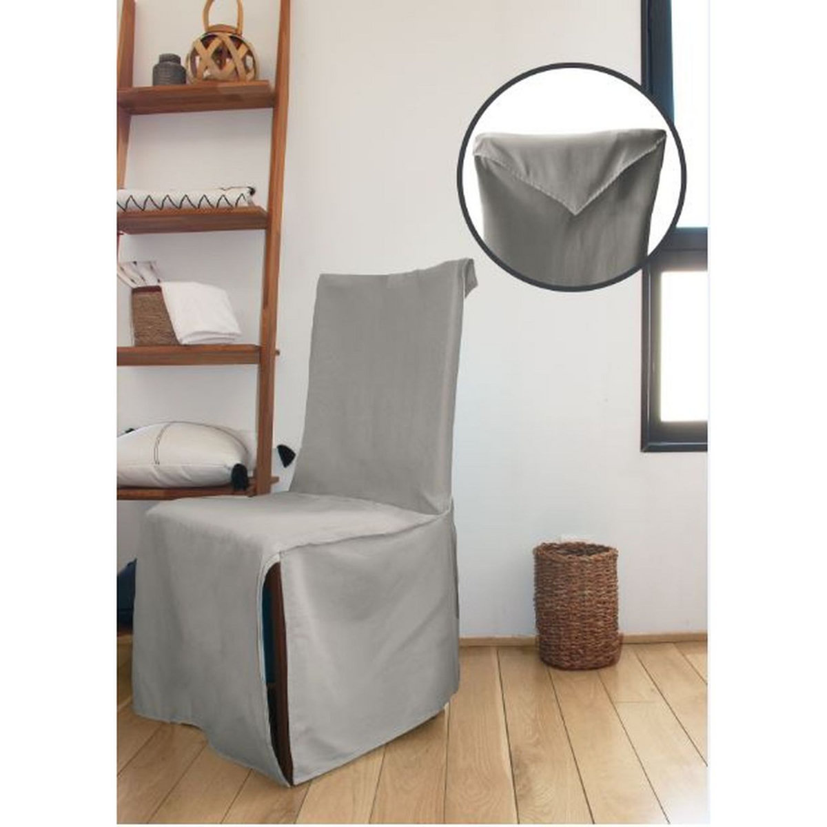 Housse de chaise unie en coton