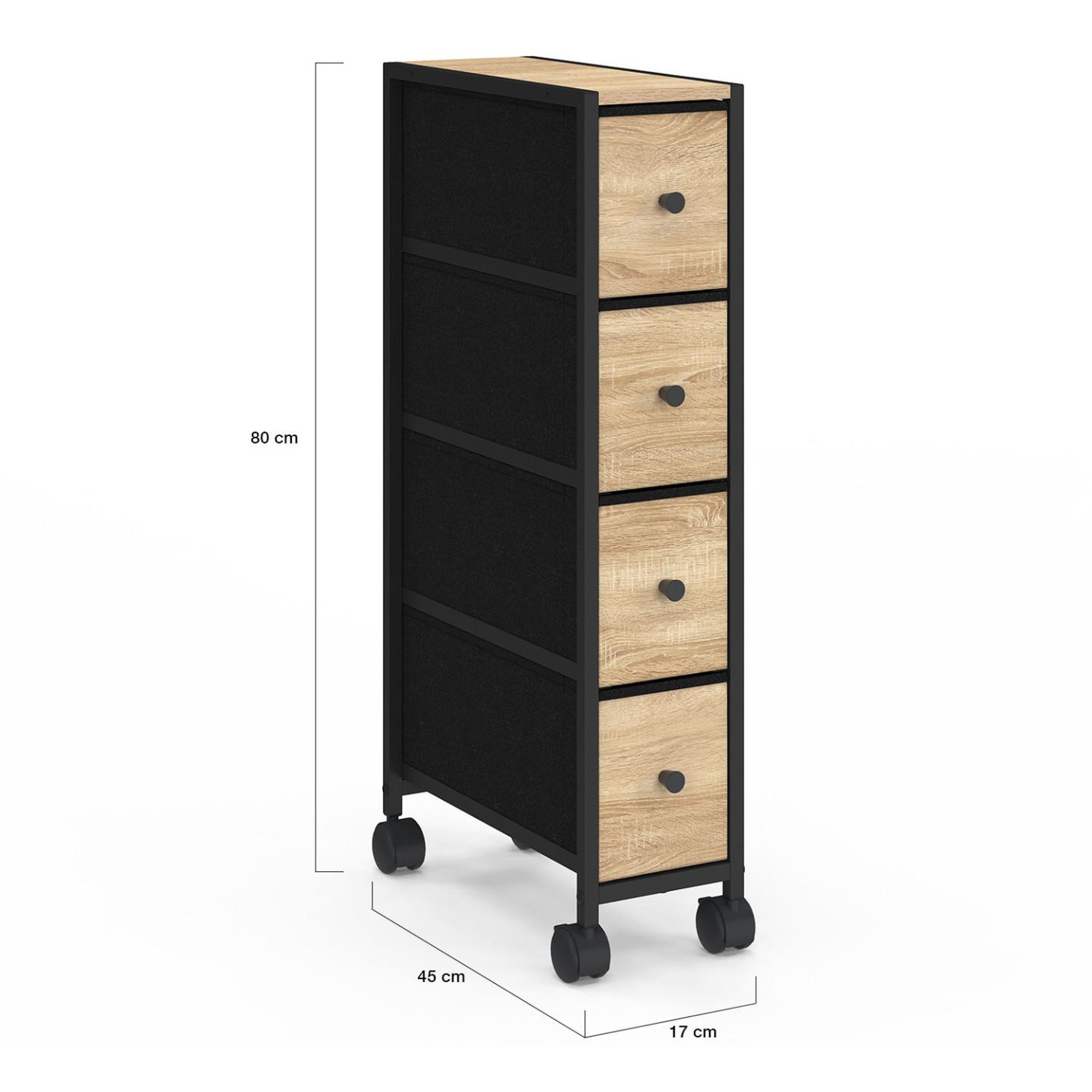 Voir la diapositive 5 : ID MARKET Tour de rangement 4 tiroirs utah sur roulettes colonne gain de place design industriel