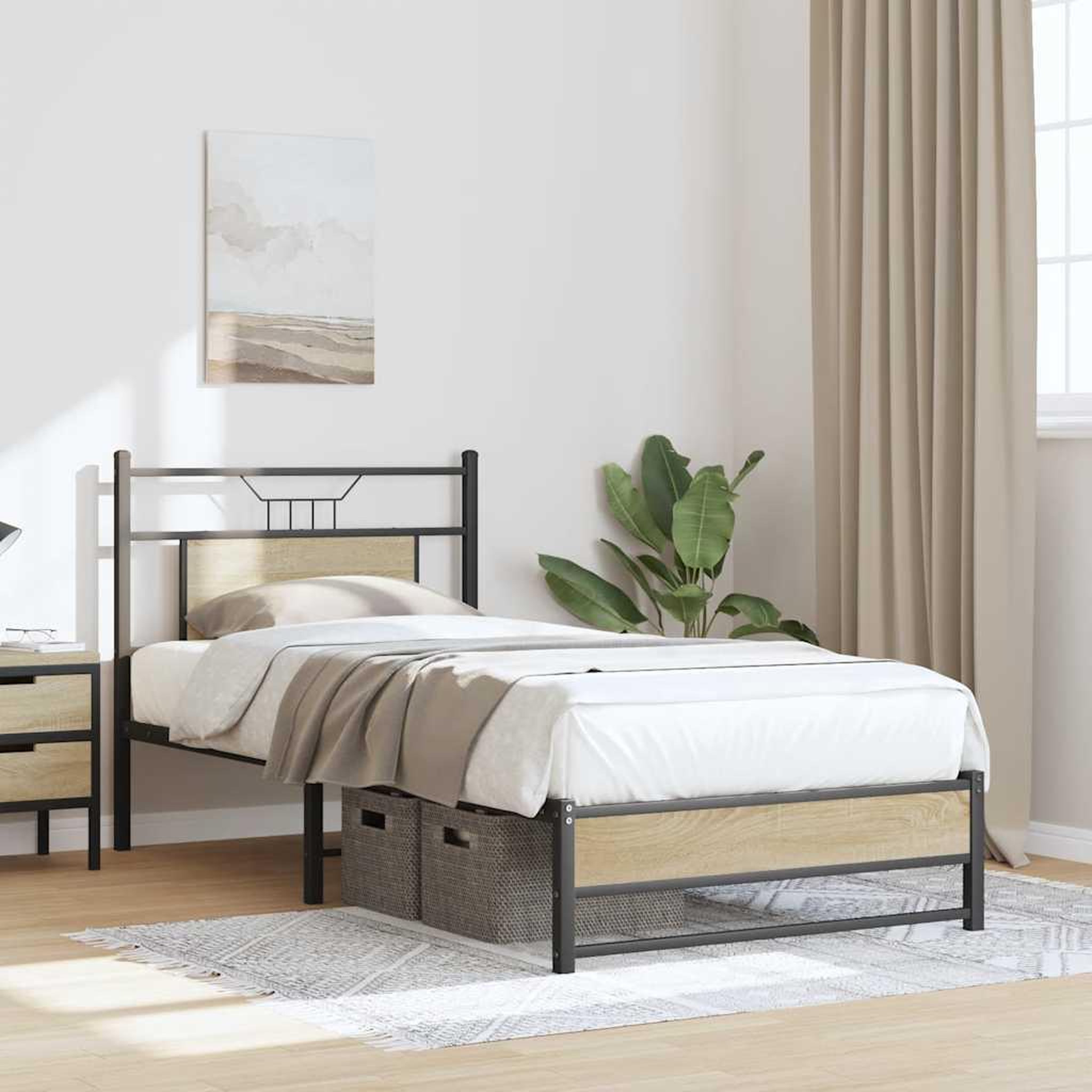 Voir la diapositive 5 : VIDAXL Cadre de lit sans matelas chene sonoma 90x200 cm