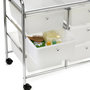Voir la diapositive 3 : IDIMEX Caisson sur roulettes GINA, en métal chromé avec 5 tiroirs en plastique blanc