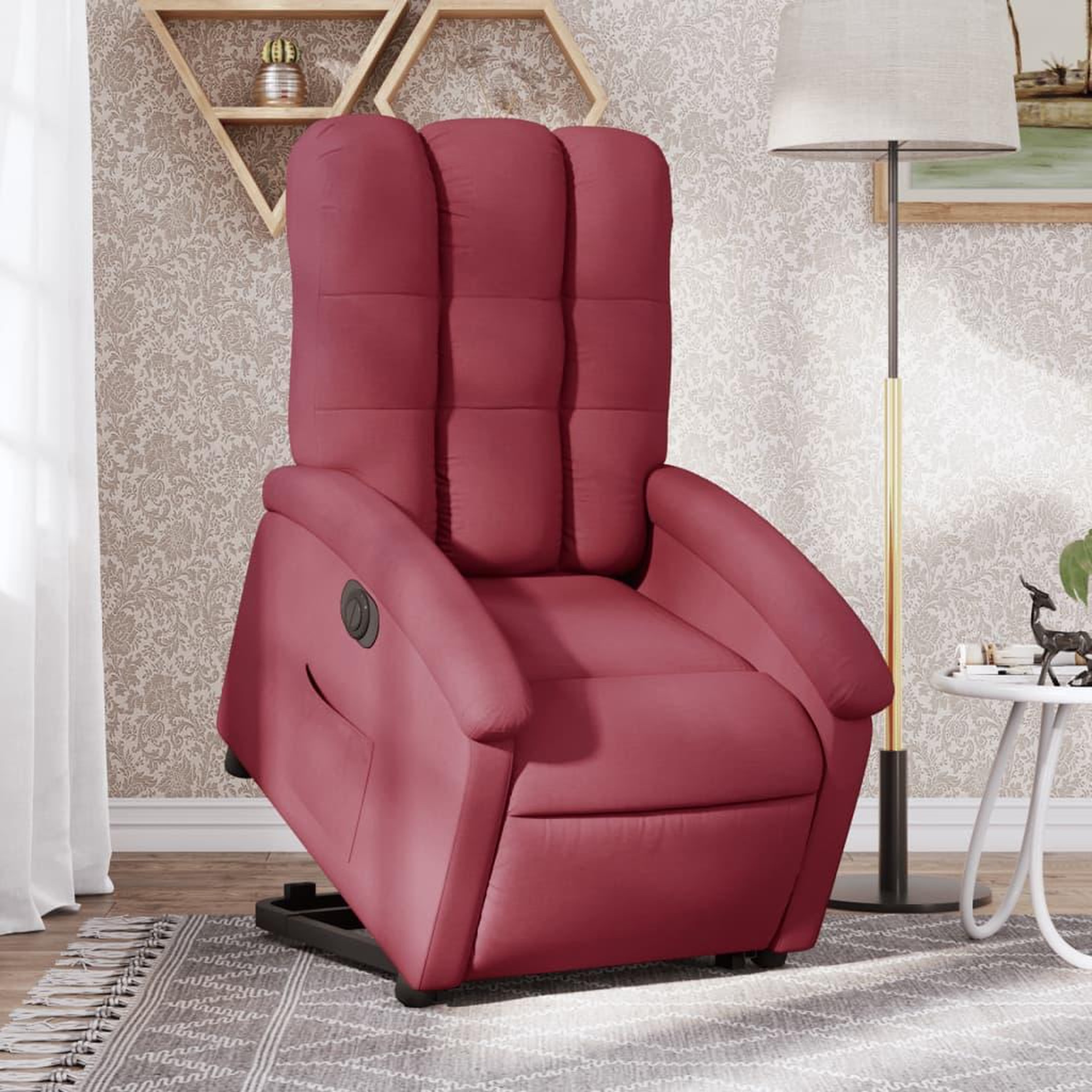 VIDAXL Fauteuil inclinable electrique rouge bordeaux tissu