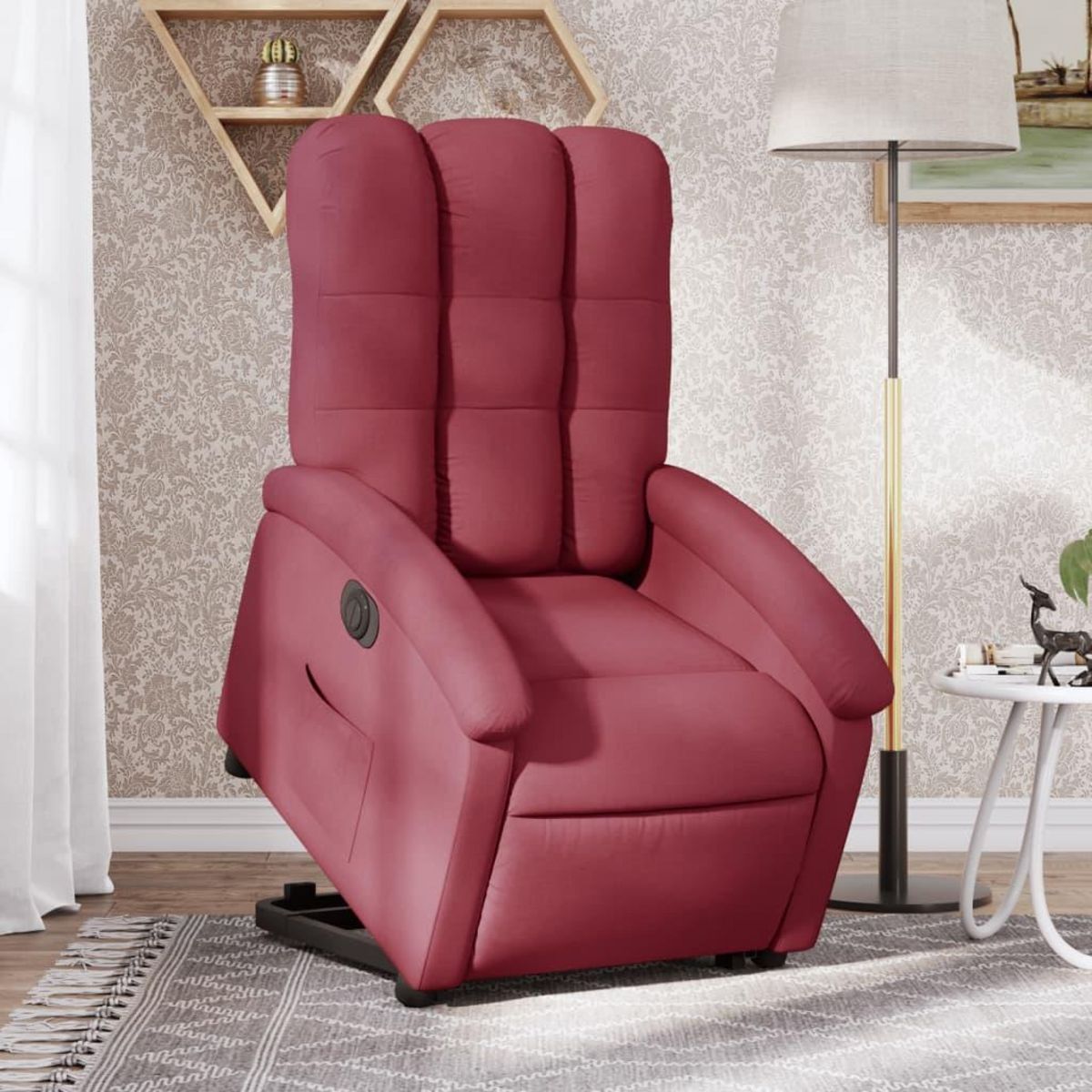 VIDAXL Fauteuil inclinable electrique rouge bordeaux tissu