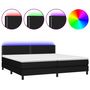 Voir la diapositive 2 : VIDAXL Sommier a lattes de lit et matelas et LED Noir 200x200 cm Tissu