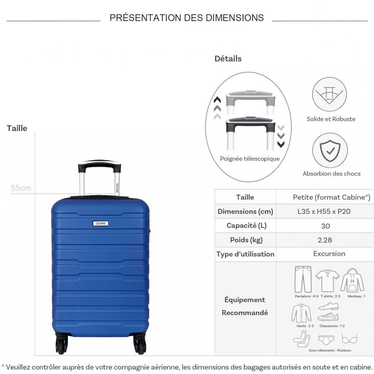 Degré Valise cabine passe-partout rigide 55cm