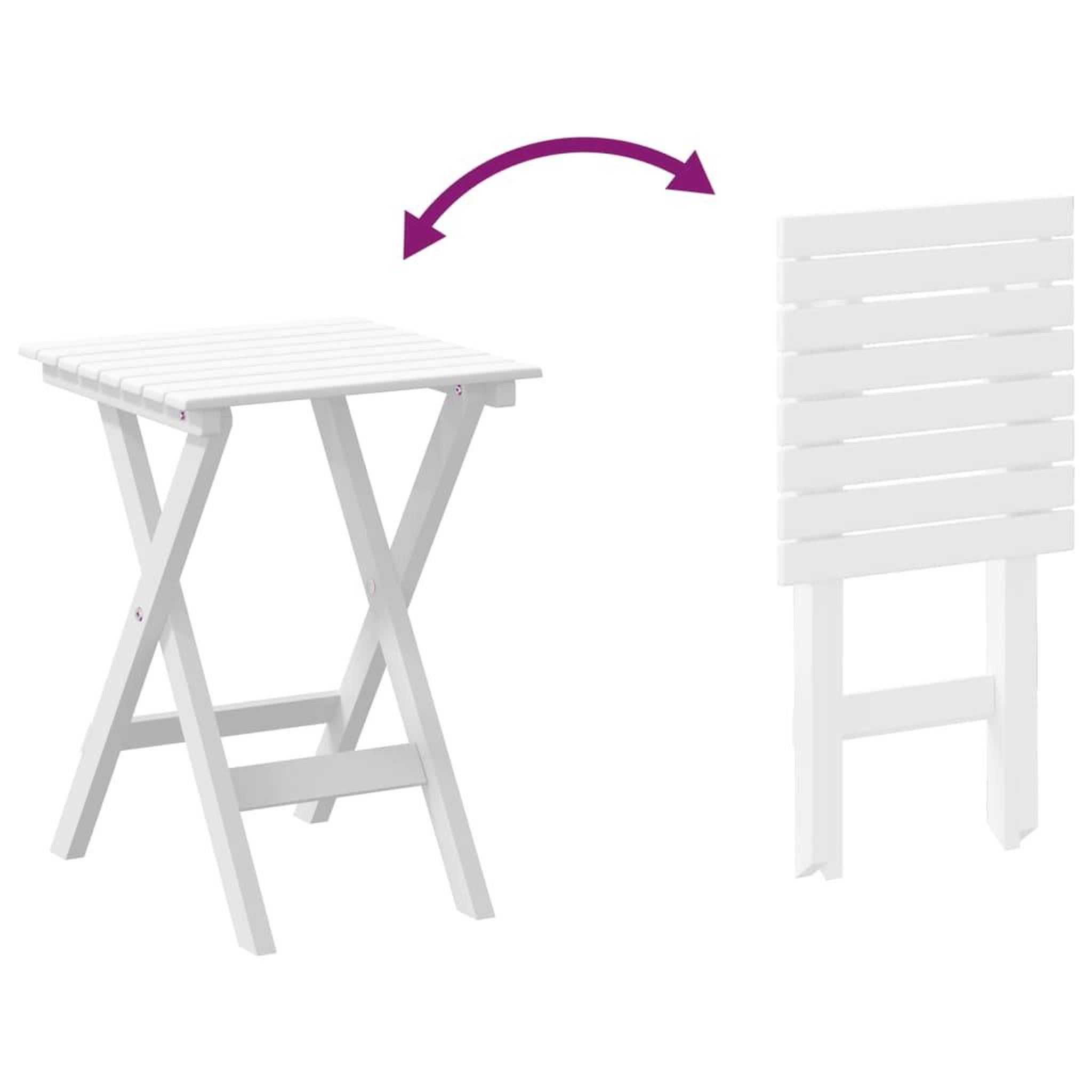 Voir la diapositive 5 : VIDAXL Chaises a bascule lot de 2 table pliable blanc massif peuplier