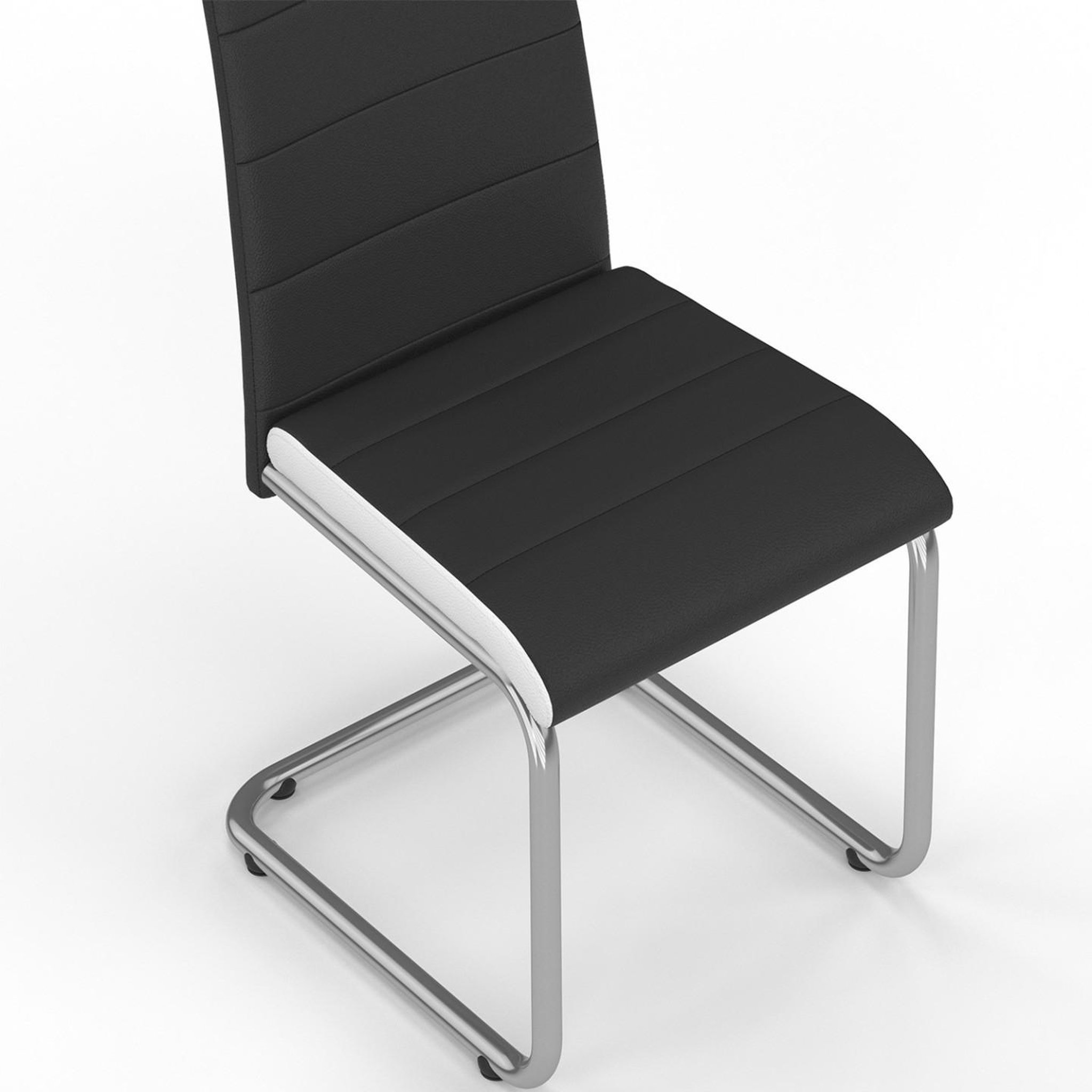 Voir la diapositive 6 : ID MARKET Lot de 6 chaises mia noires liseré blanc pour salle à manger