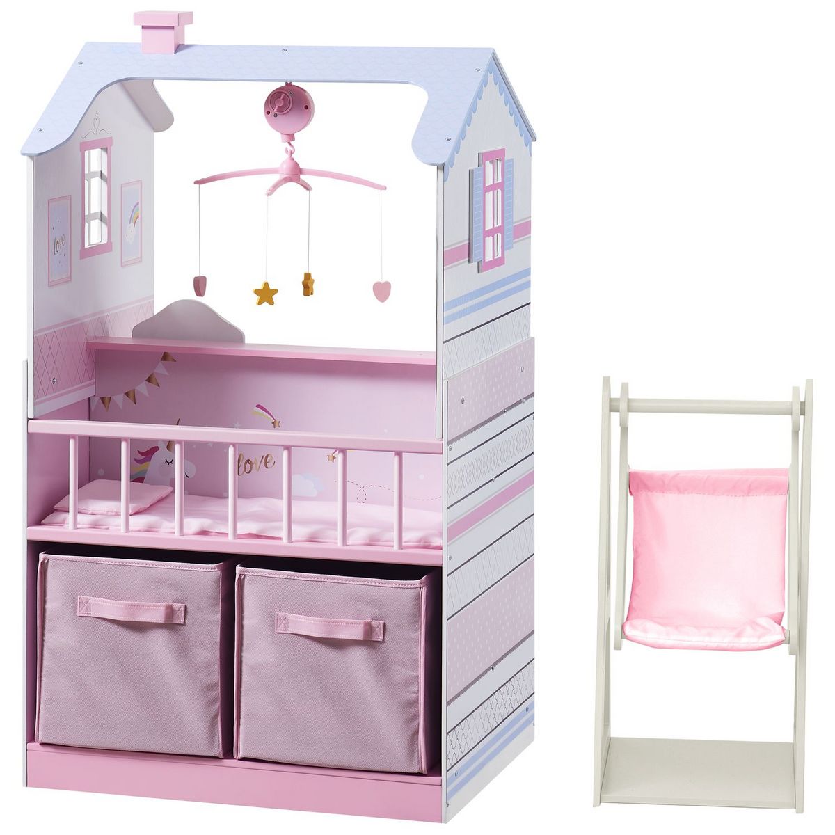 One Two Fun Maison de poupée nurserie en bois