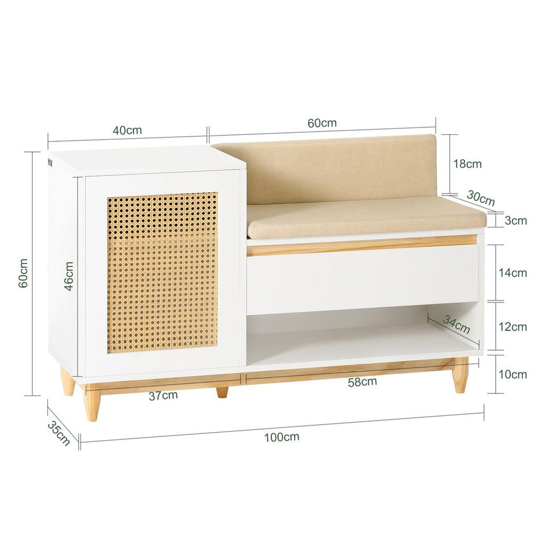 Voir la diapositive 3 : SOBUY SoBuy - Banc de Rangement à Chaussures avec Un Tiroir - Moderne - FSR128