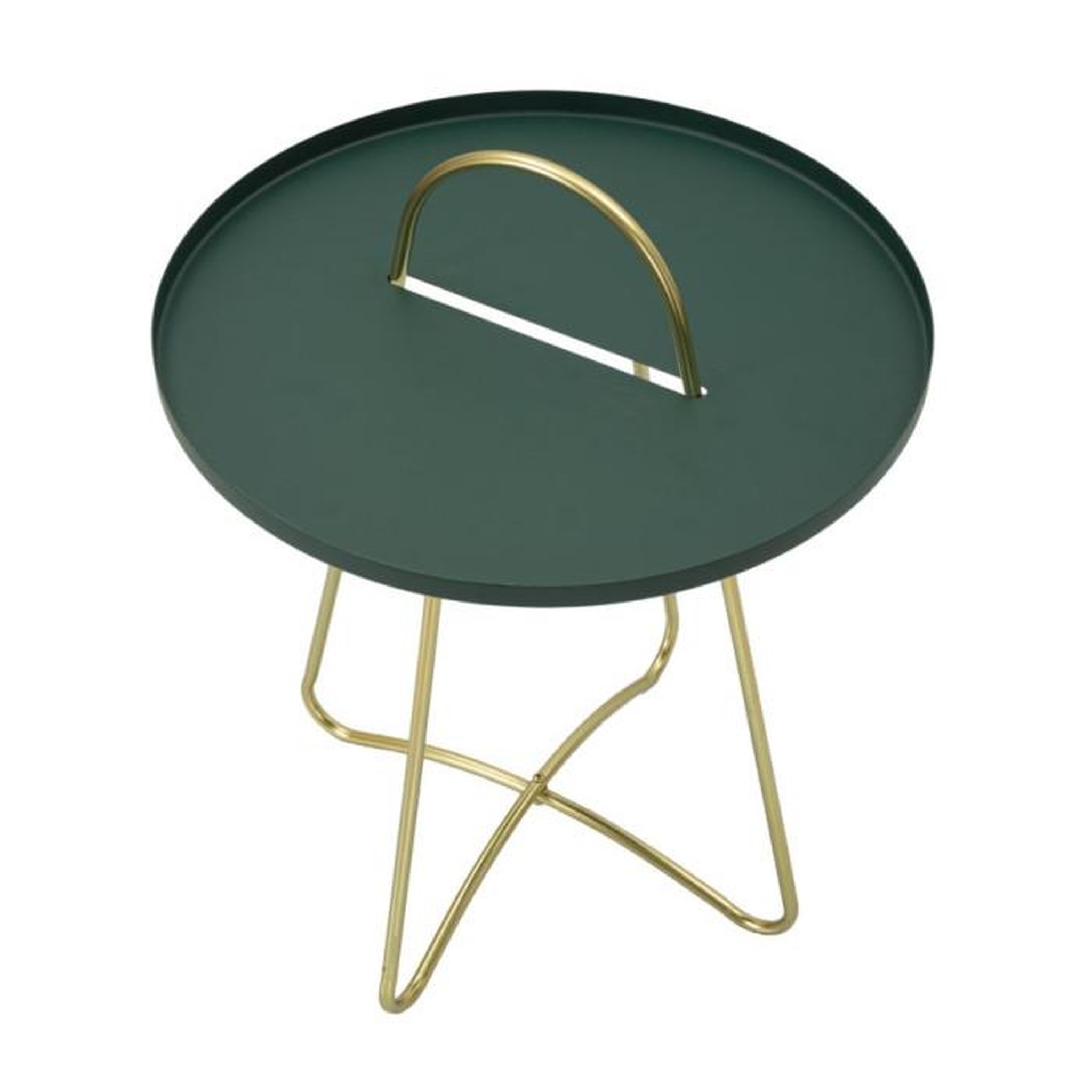 Voir la diapositive 3 : Paris Prix Table d'Appoint Design  Grent  59cm Vert & Or