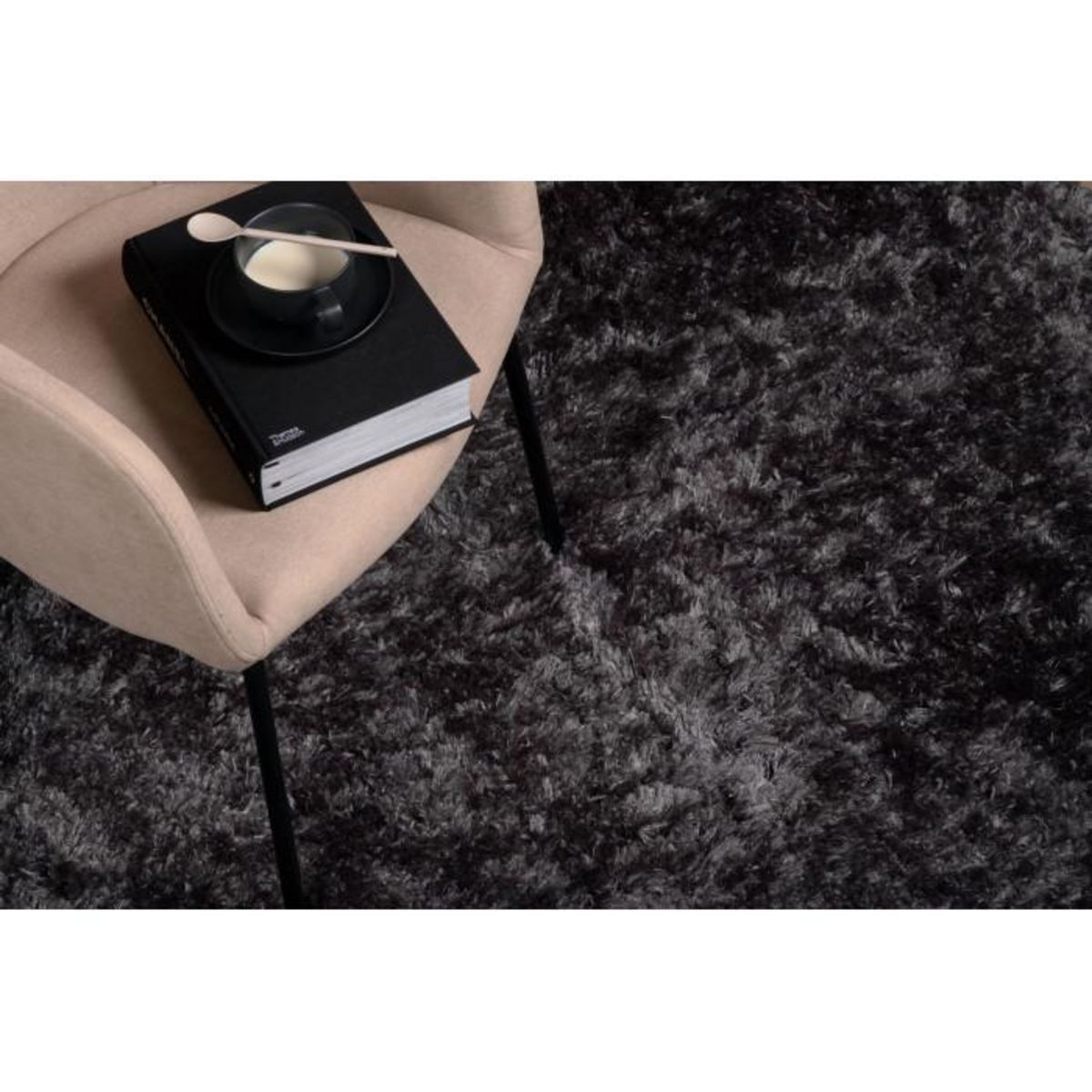 Paris Prix Tapis Rond Design  Natta  200cm Gris Foncé