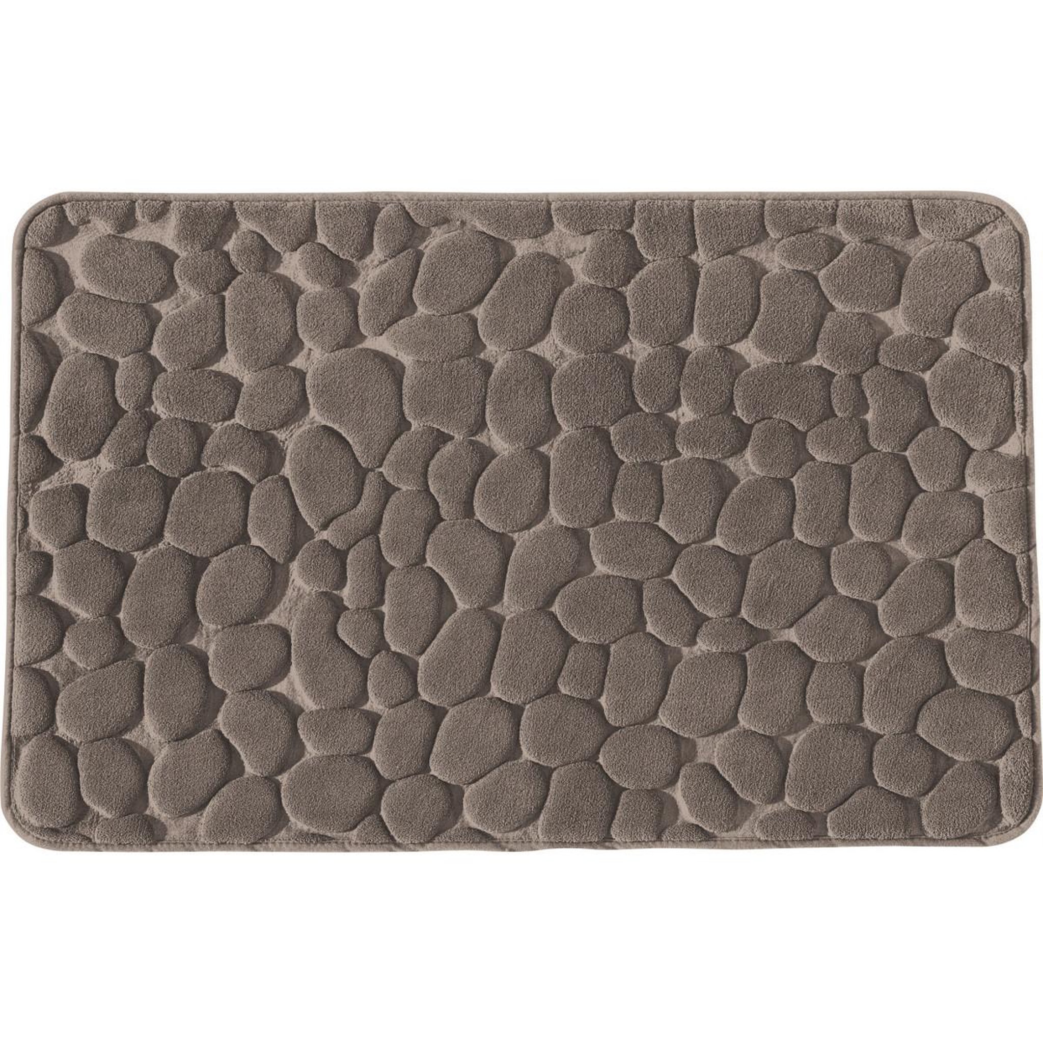 GUY LEVASSEUR Tapis de bain galet à mémoire de forme 50x80cm. Coloris disponibles : Bleu, Marron, Gris, Beige
