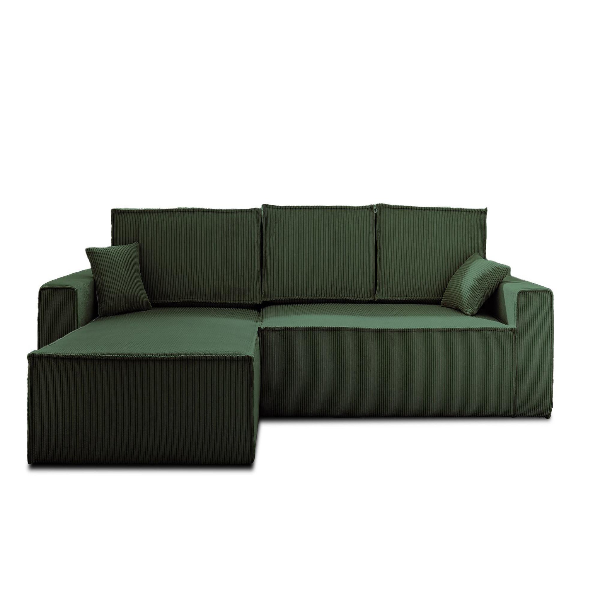 Voir la diapositive 1 : BEST MOBILIER Dellia - canapé d'angle réversible convertible - avec coffre - en velours côtelé - 4 places