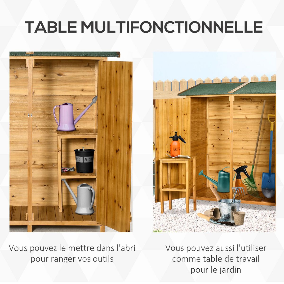 OUTSUNNY Abri de jardin armoire de jardin remise pour outils sur pied dim. 140L x 75l x 157H cm 2 étagères 2 portes toit bitumé étanche bois sapin pré-huilé