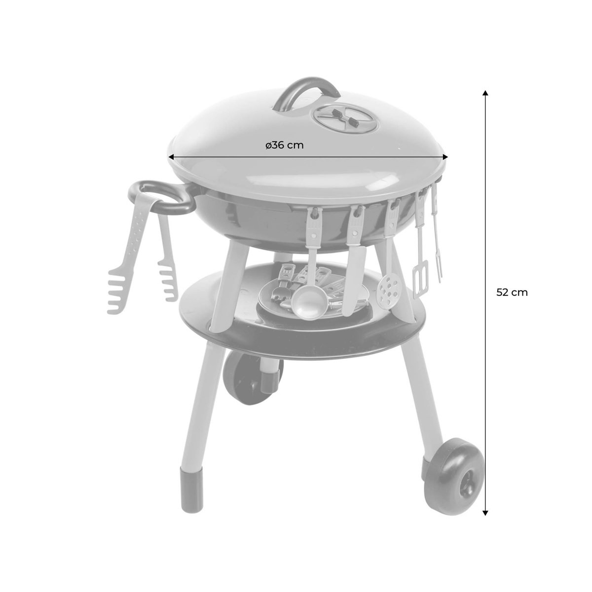 SWEEEK Petit barbecue charbon 50cm. junior – Romy – Barbecue en plastique. jouet avec accessoires