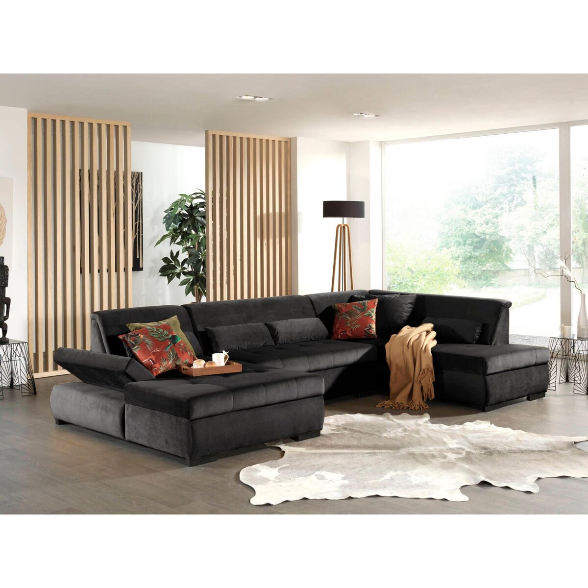 LISA DESIGN Vermont - canapé panoramique d'angle droit - 7 places - xxl - en velours