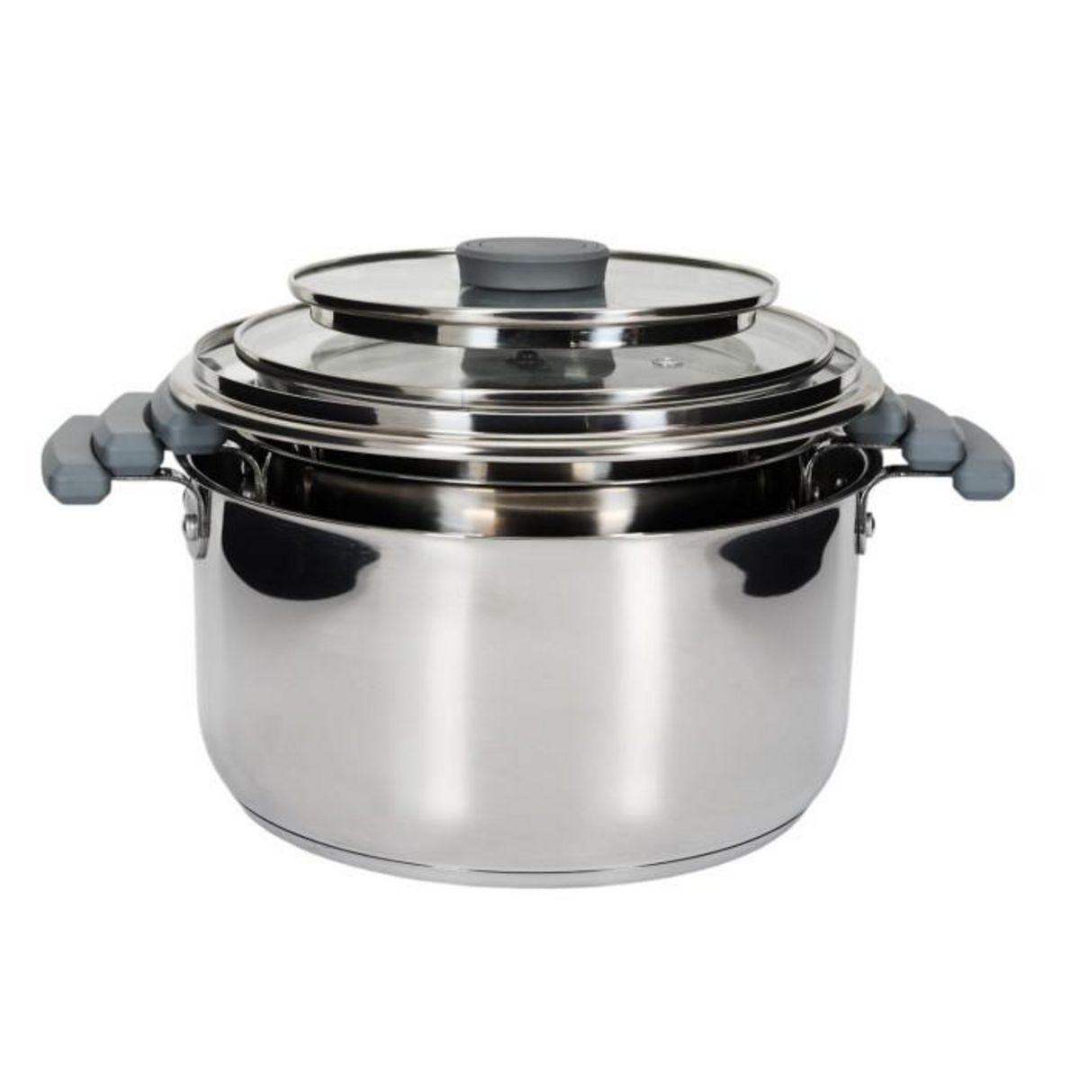 Paris Prix Lot de 3 Faitouts en Inox  Empilable  25cm Argent