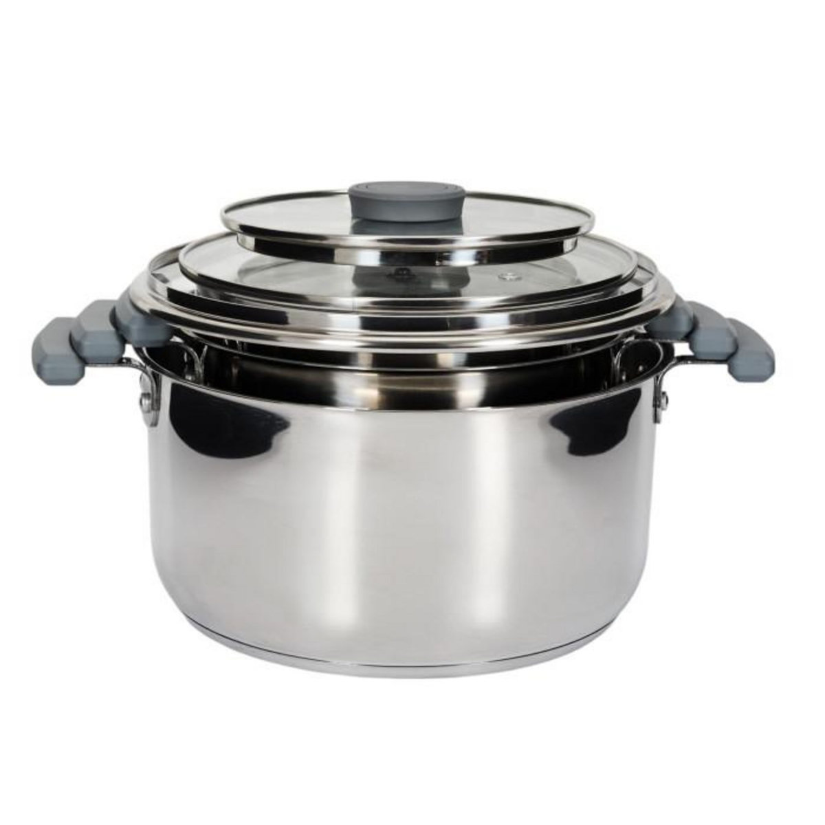 Paris Prix Lot de 3 Faitouts en Inox  Empilable  25cm Argent