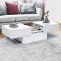 Voir la diapositive 2 : ID MARKET Table basse coulissante rectangulaire MARTA bois blanc