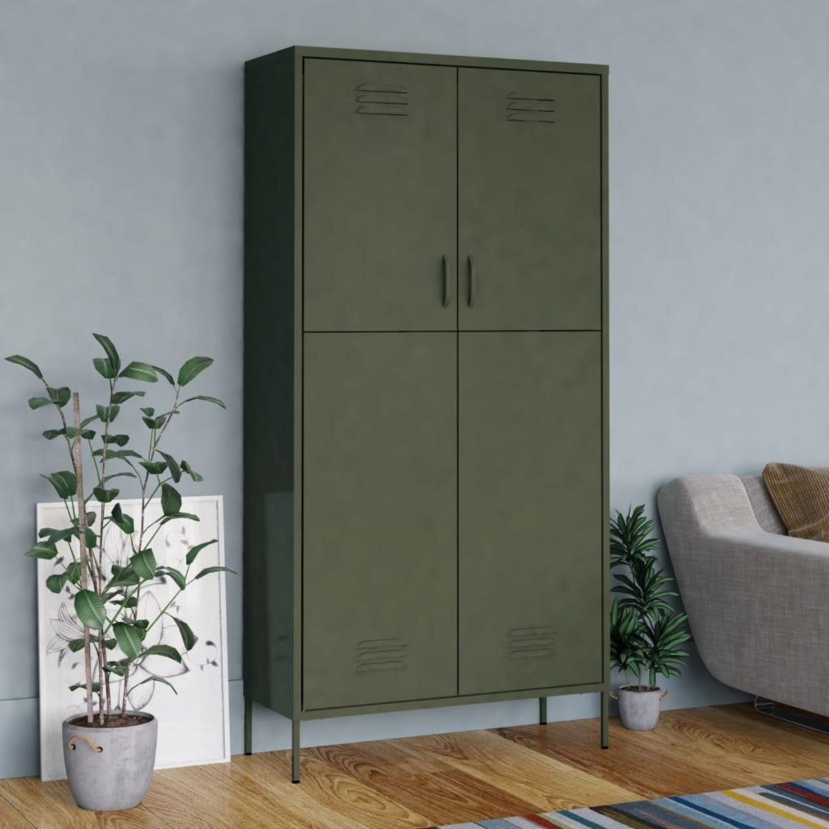 VIDAXL Garde-robe Vert olive 90x50x180 cm Acier