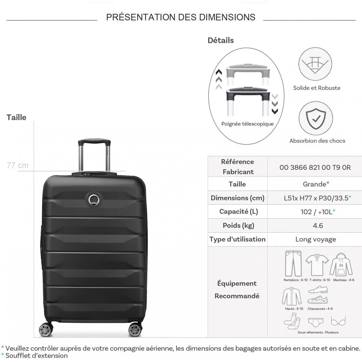 Delsey Grande valise rigide Air Armour TSA Polycarbonate 77cm