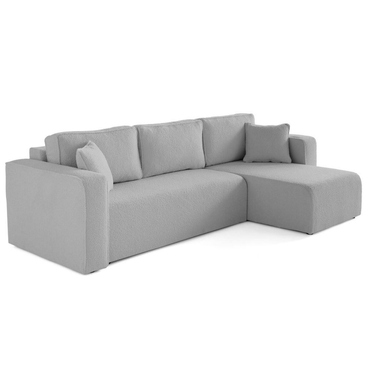 BEST MOBILIER Topaze - canapé d'angle déhoussable réversible 4 places en tissu bouclette