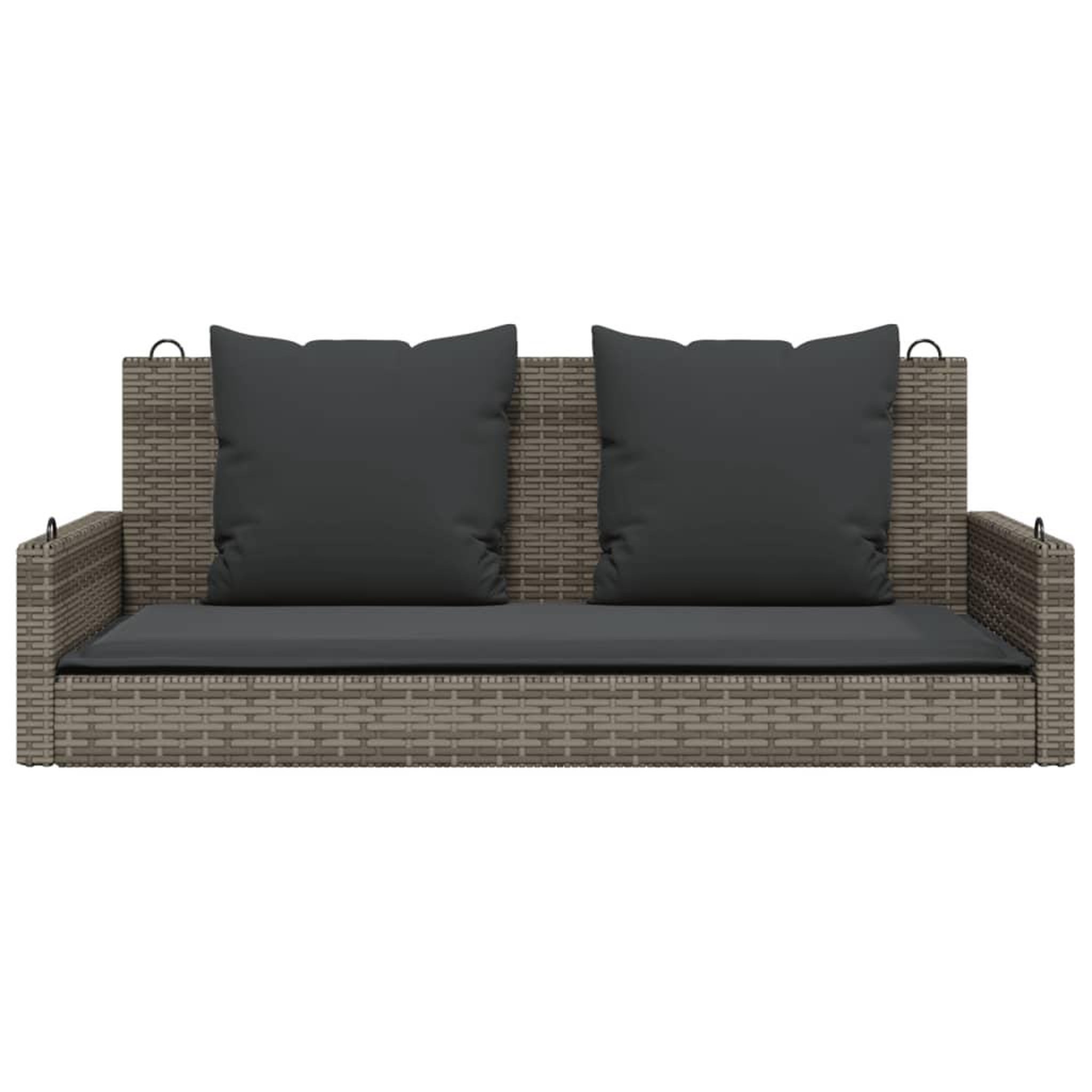 Voir la diapositive 4 : VIDAXL Balancelle avec coussins gris 119x56x48 cm resine tressee