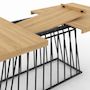 Voir la diapositive 6 : ID MARKET Table à manger extensible rectangle YUNA 6-10 personnes plateau bois et pied filaire en métal noir 160 - 200 cm