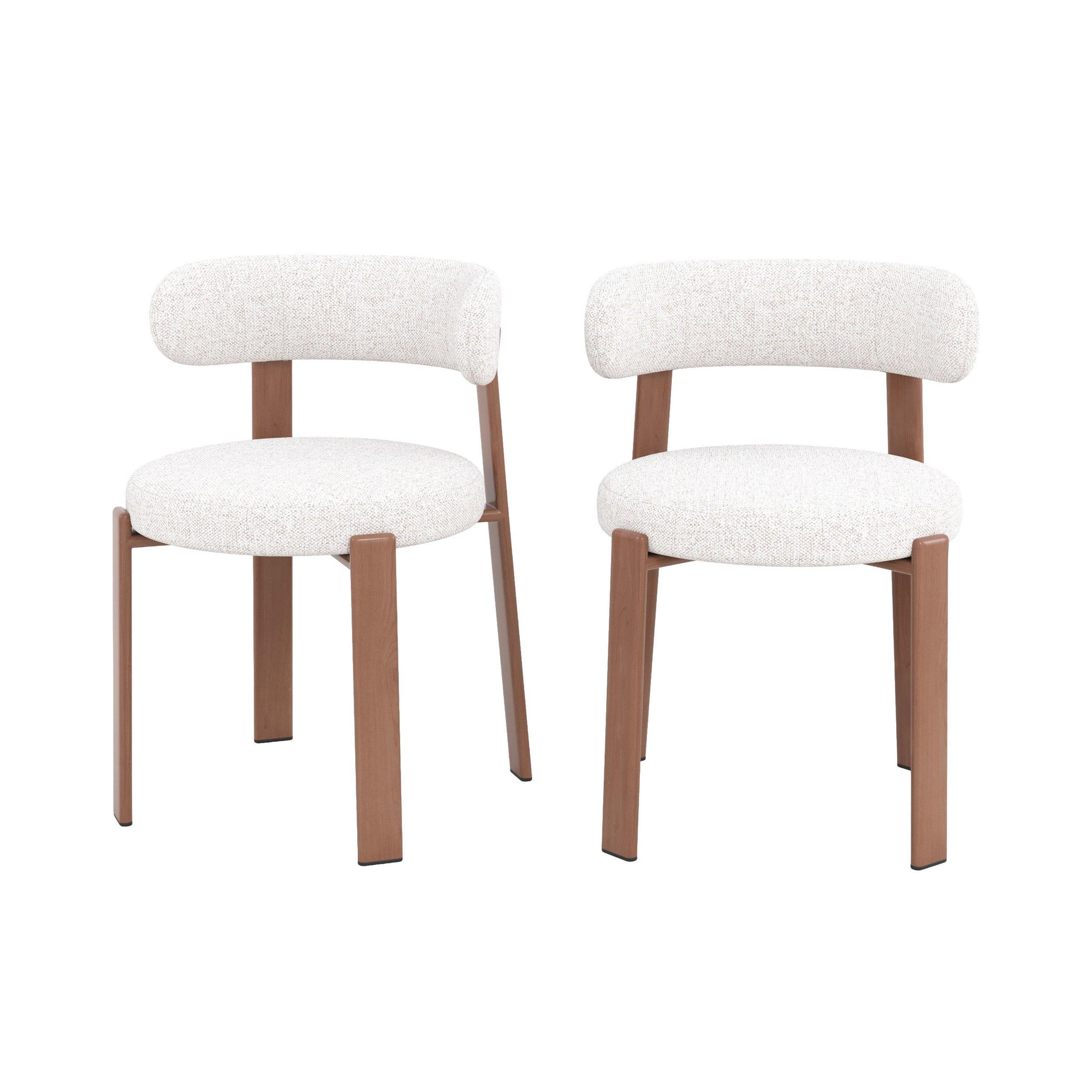 MAISON PAVANE Lot de 2 chaises en tissu texturé greige, pieds en métal-Aura