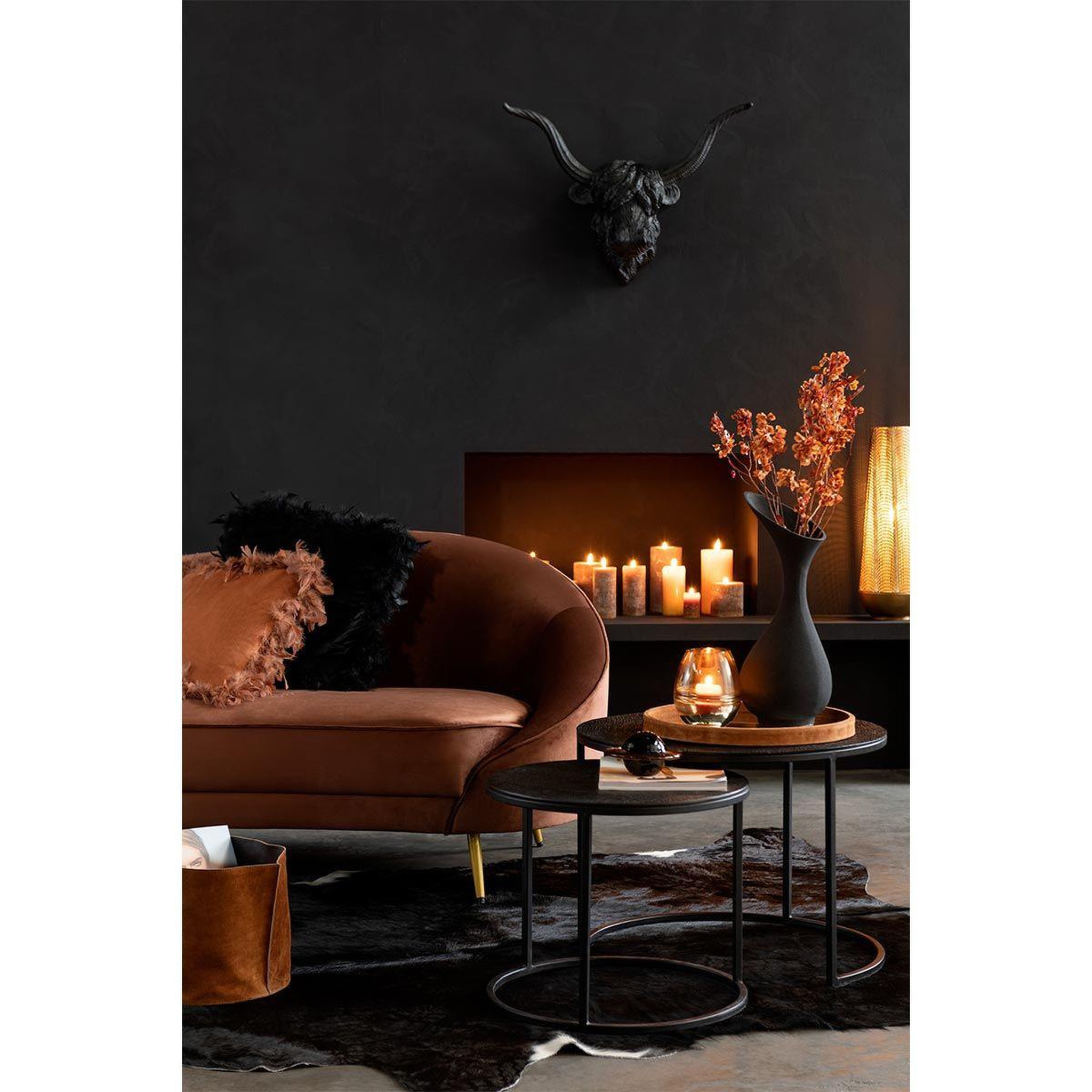 Voir la diapositive 3 : J-LINE Trophée mural déco  tête de buffle  42cm noir