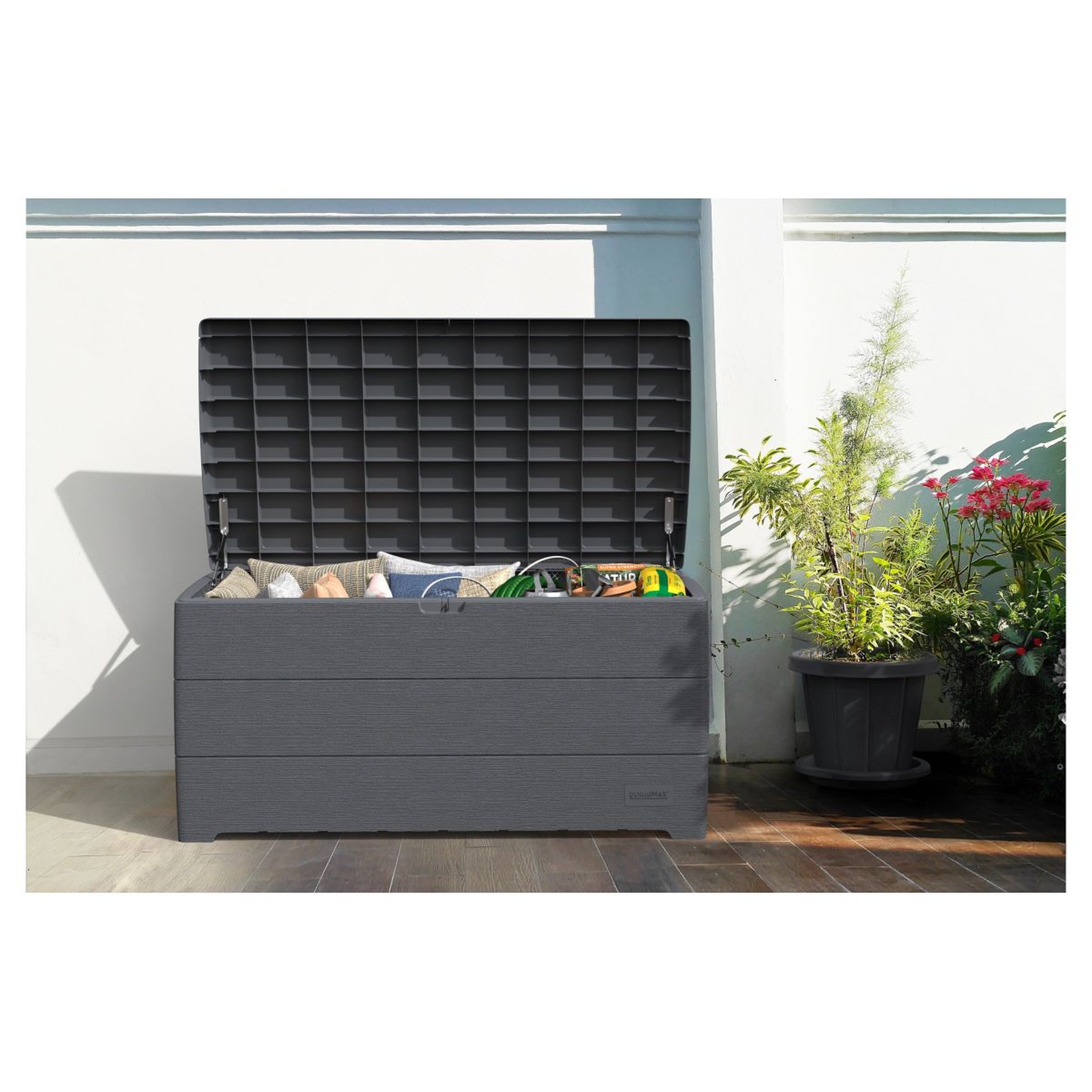 Voir la diapositive 1 : DURAMAX Coffre de rangement jardin - Résine - Gris - 416L