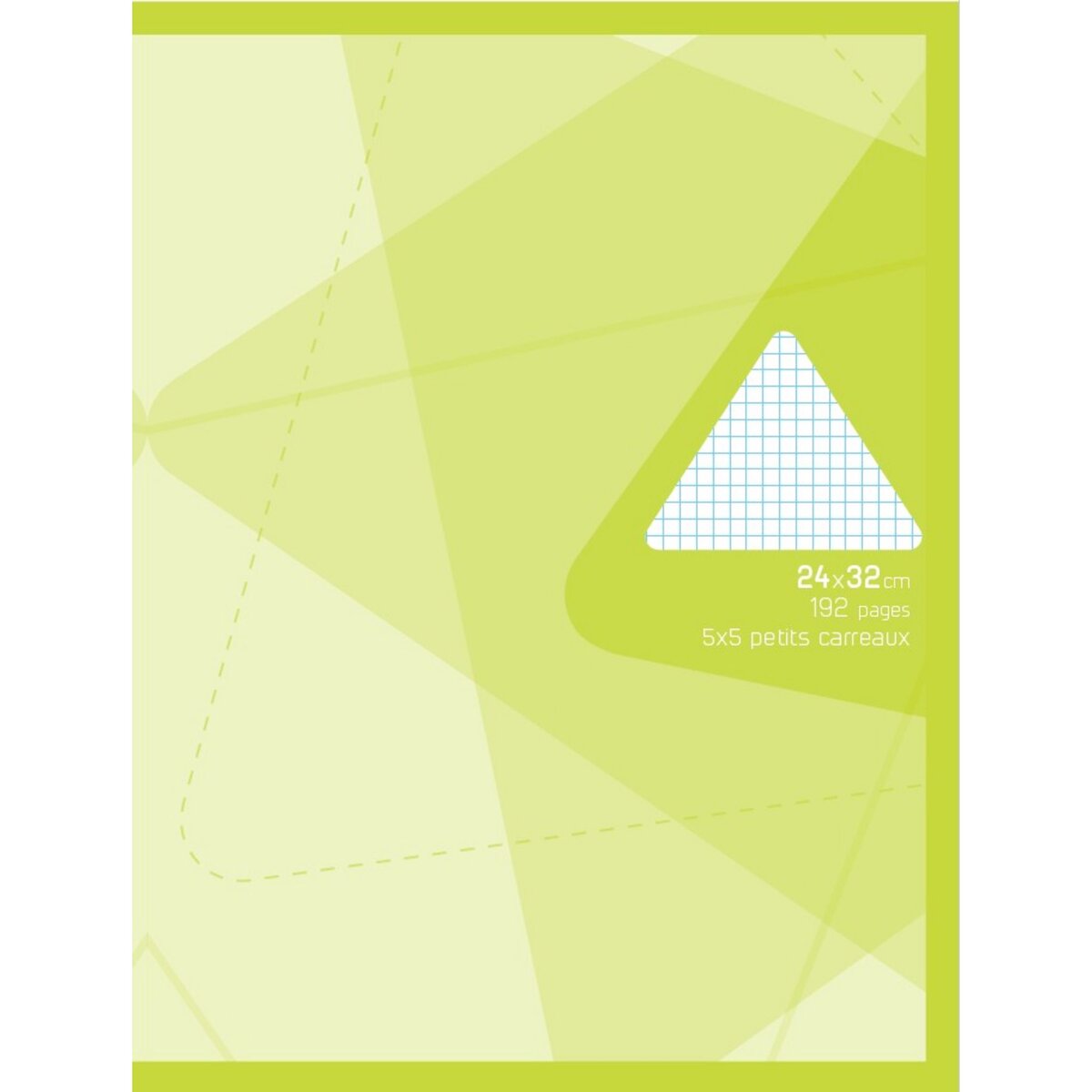 POUCE Cahier piqué 24x32cm 192 pages petits carreaux 5x5 vert motif triangles