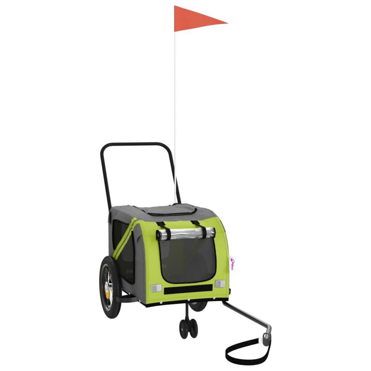 VIDAXL Remorque de velo pour animaux de compagnie vert et noir