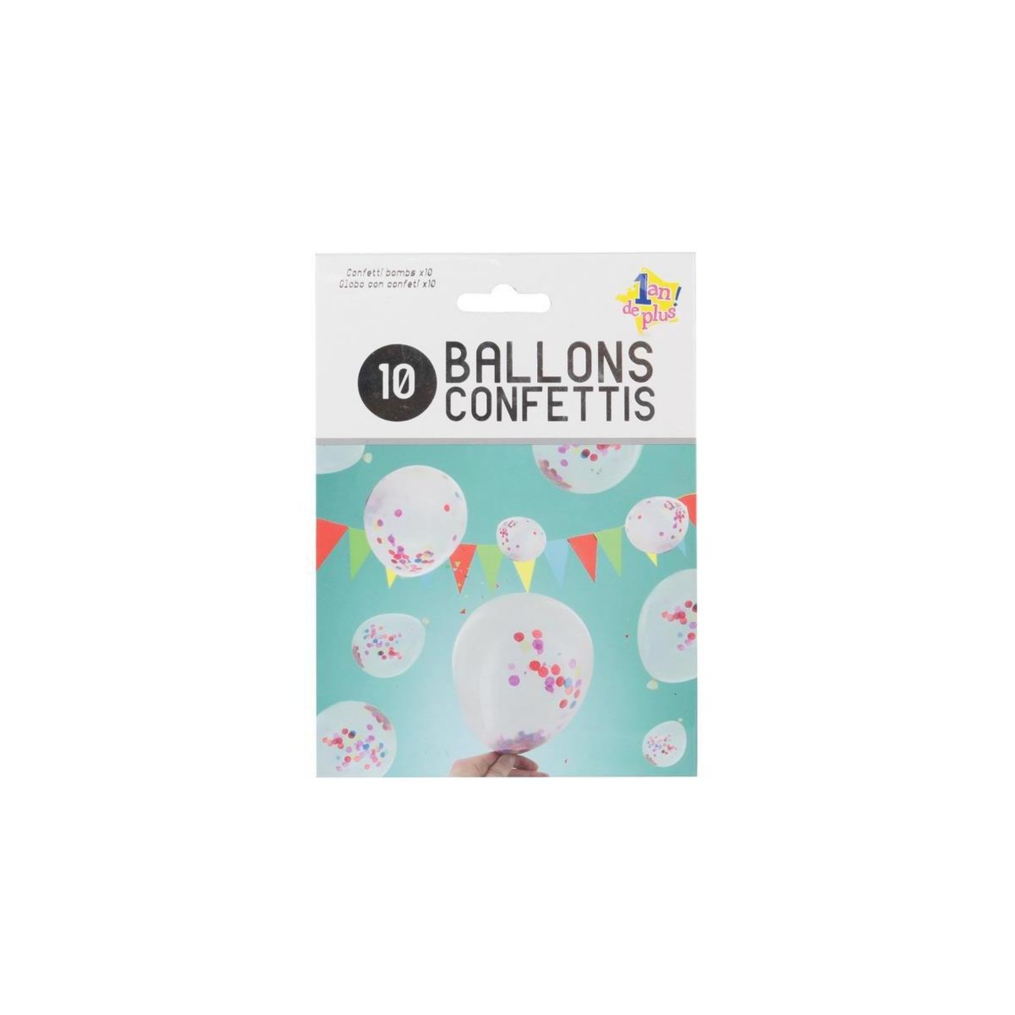 Voir la diapositive 3 : PARTY TIME Lot de 10 Ballons  Confettis  4cm Multicolore