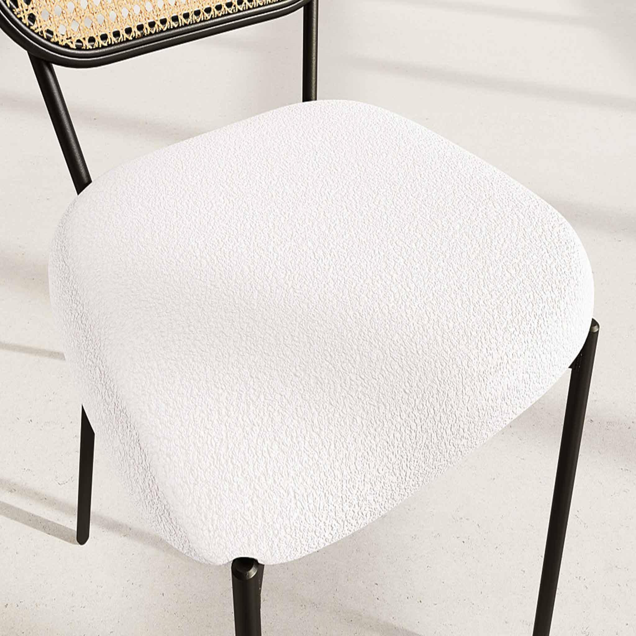 Voir la diapositive 4 : BEST MOBILIER Luciano - lot de 2 chaises cannage - dossier arrondi - en tissu bouclette