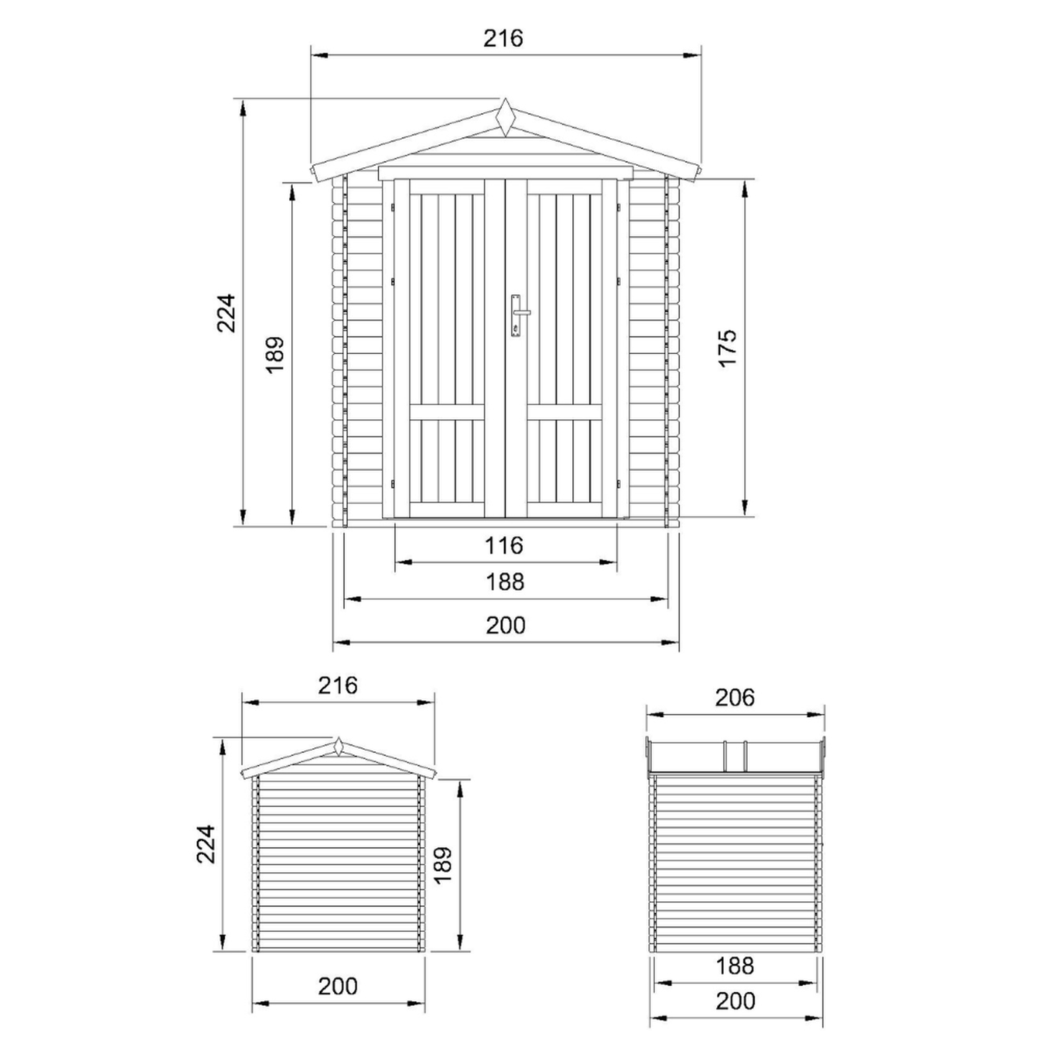 Voir la diapositive 6 : TIMBELA Abri De Jardin En Bois 3,53m² Cabanon De Jardin Extérieur Pour Outils Sol Imprégné M343F1+M343G